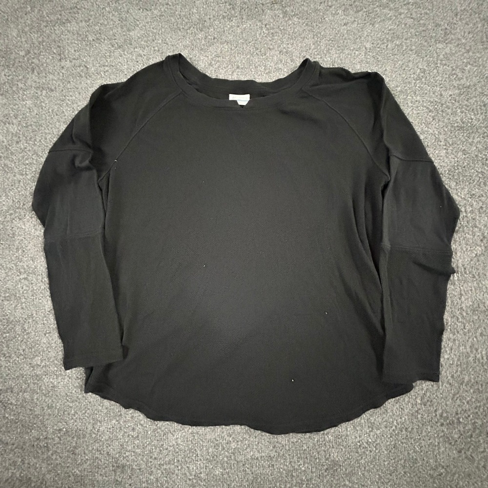 Columbia Shirt Womens Size 1X Black Waffle Knit Thermal Long Sleeve Relaxed